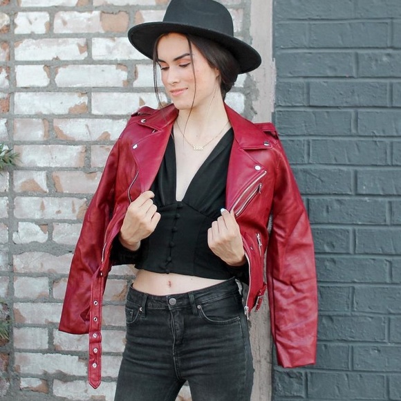 Blood Red Faux Leather Jacket - Picture 2 of 5